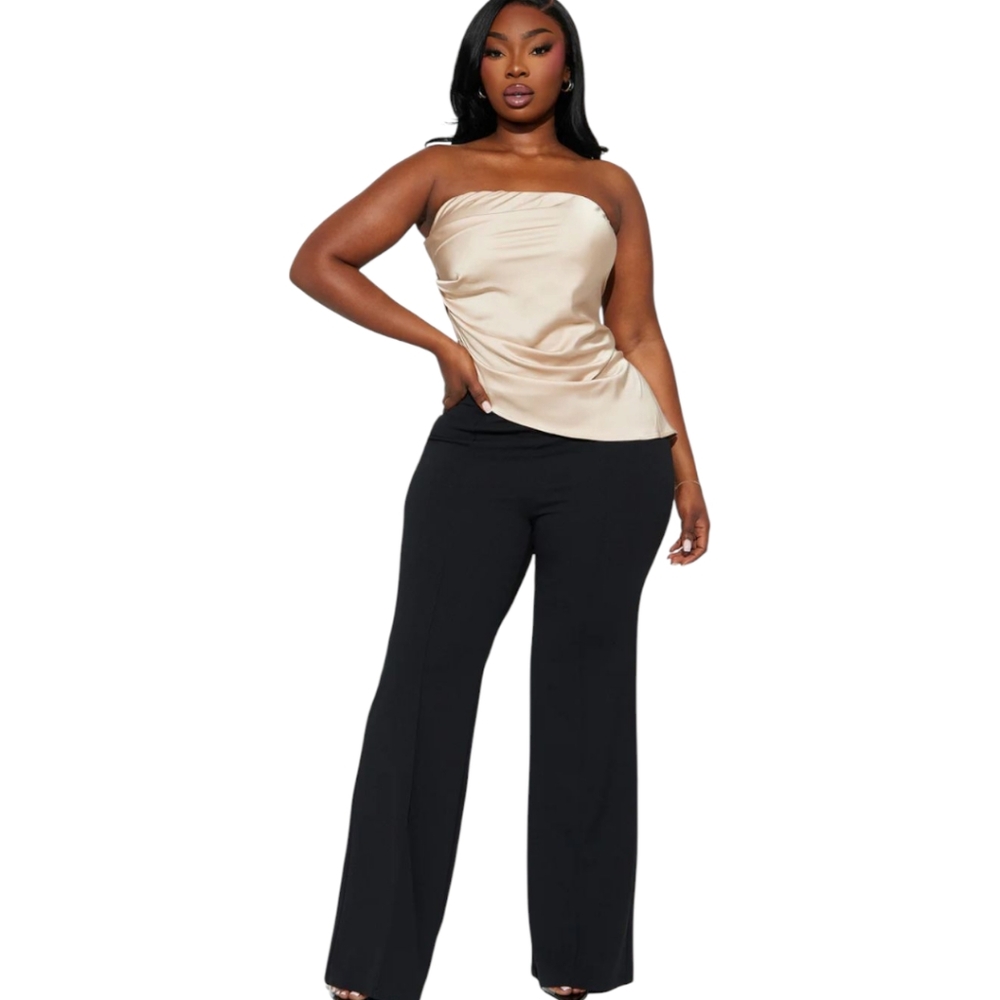 Women's L Valerie Asymmetrical Satin Halter Top - Picture 3 of 13